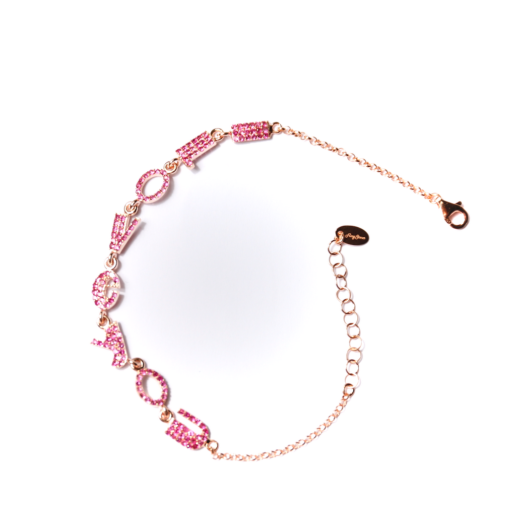 Pink Plated I love You Pink Stones Petite